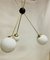 Pendant Lamp in Opal Glass and Brass, 1960s, Image 3