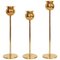 Tulip Candlesticks by Pierre Forssell for Skultuna Sweden, Set of 3 1