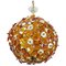 Amber and Brass Chandelier with Crystal Flowers from Maison Bagues, 1950s, France, Image 1