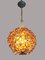 Lámpara de araña de ámbar y latón con flores de cristal de Maison Bagues, años 50, France, Imagen 2