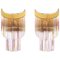 Italy Foglie Wall Sconces in Iridescent Murano Glass Rods & Gilt Brass, Set of 2 1