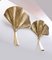 Golden Ginkgo Leaf Brass Wall Sconces, Italy, Set of 2 3