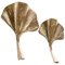 Golden Ginkgo Leaf Brass Wall Sconces, Italy, Set of 2 1