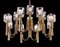 Italian Modernist Cubic 12-Light Chandelier in Glass & Brass by Gaetano Sciolari, 1970s 3