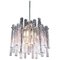 German Iced Glass Chandelier with Crystal Rods & Chrome from Kinkeldey, 1960s 2