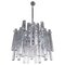 German Iced Glass Chandelier with Crystal Rods & Chrome from Kinkeldey, 1960s, Image 1