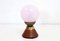 Mood Light in Teak & Pink Clichy Glass, Image 1