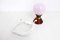 Lampada Mood in teak e vetro rosa Clichy, Immagine 4