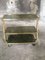 Mid-Century Modern Italian Gilt Metal Bar Cart or Étagère on Wheels with Smoked Glass Shelves, 1970s, Image 4