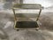 Mid-Century Modern Italian Gilt Metal Bar Cart or Étagère on Wheels with Smoked Glass Shelves, 1970s, Image 3