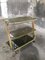 Mid-Century Modern Italian Gilt Metal Bar Cart or Étagère on Wheels with Smoked Glass Shelves, 1970s, Image 2