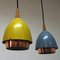 Lampada da soffitto con paralumi in metallo colorato di T. Røste & Co, Norvegia, anni '50, Immagine 3