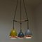 Deckenlampe mit farbigen Metallschirmen von T. Røste & Co, 1950er 9