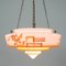 German Art Deco Pendant Lamp in Enameled Glass and Brass, 1930s, Image 10