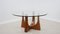 Mid-Century Italian Round Walnut and Glass Dining Table,1960s, Image 10