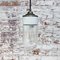 Vintage Industrial Brass, White Porcelain & Striped Glass Pendant Lamp from Holophane 6