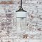 Vintage Industrial Brass, White Porcelain & Striped Glass Pendant Lamp from Holophane, Image 6