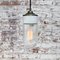 Vintage Industrial Brass, White Porcelain & Striped Glass Pendant Lamp from Holophane 5