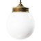 Lampe à Suspension Industrielle Vintage en Laiton & Verre Opalin Blanc en Laiton 1