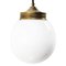 Vintage Industrial Brass & White Opaline Milk Glass Pendant Lamp 1