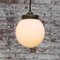 Vintage Industrial Brass & White Opaline Milk Glass Pendant Lamp 6