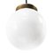 Vintage Industrial Brass & White Opaline Milk Glass Pendant Lamp 4