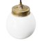 Vintage Industrial Brass & White Opaline Milk Glass Pendant Lamp 2