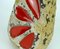Deutsche Mid-Century Fat Lava Keramikvase mit Beigem Dunkelbraunem Glasur & Rotem Blattdekor von Emons & Soehne 8