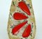Deutsche Mid-Century Fat Lava Keramikvase mit Beigem Dunkelbraunem Glasur & Rotem Blattdekor von Emons & Soehne 3