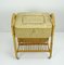 Mid-Century Bamboo & Rattan Sewing Basket on Rollers, 1950s 5