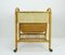 Mid-Century Bamboo & Rattan Sewing Basket on Rollers, 1950s 3