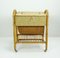 Mid-Century Bamboo & Rattan Sewing Basket on Rollers, 1950s 7