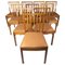 Dining Room Chairs of Light Wood and Cognac Leather, 1940s, Set of 10 1