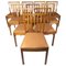 Esszimmerstühle aus Hellem Holz und Cognacfarbenem Leder, 1940er, 10er Set 1