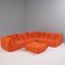 Togo Orange Modular Sofa by Michel Ducaroy for Ligne Roset, Set of 5 2