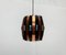 Mid-Century Danish Copper & Black Metal and Prism Pendant Lamp by Werner Schou for Coronell Elektro 1