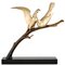 Sculpture Art Déco en Bronze de Deux Oiseaux sur une Branche par Andre Vincent Becquerel 1