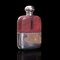 Antique English Leather, Glass and Silver Plated Hip Flask Celebration Gift, 1920 1