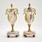 Antique French Marble & Gilt Bronze Urns, Set of 2 1
