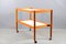 Large Mid-Century German Teak Trolley with White Trays 11