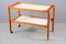 Large Mid-Century German Teak Trolley with White Trays 1