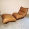 Brown Leather Lounge Chair and Footstool, 1960 1