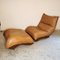 Brown Leather Lounge Chair and Footstool, 1960, Image 1