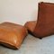 Brown Leather Lounge Chair and Footstool, 1960, Image 4