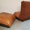 Fauteuil et Repose-Pieds en Cuir Marron, 1960 4