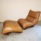 Brown Leather Lounge Chair and Footstool, 1960 8