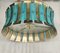 Mid-Century Round Aqua Green & Gold Murano Glass and Brass Chandelier, 1970s, Image 8