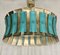 Mid-Century Round Aqua Green & Gold Murano Glass and Brass Chandelier, 1970s 5