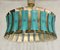 Mid-Century Round Aqua Green & Gold Murano Glass and Brass Chandelier, 1970s, Image 4