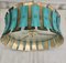 Mid-Century Round Aqua Green & Gold Murano Glass and Brass Chandelier, 1970s 10